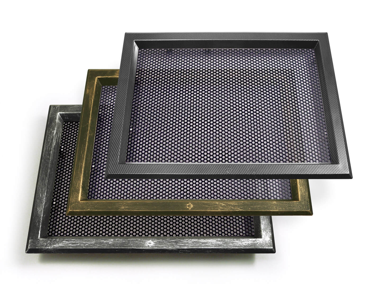 In ABS 525x350 con griglia di ventilazione, cromo maculato, bronzo e carbonio